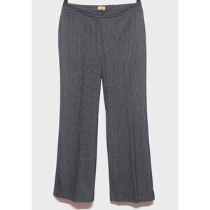 Caslon Pants NWOT Womens 8 Gray Pinstripe Wide Leg Cuffed hem stretch flat front